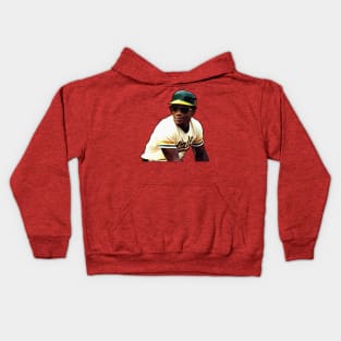 Portrait of baseball star Rickey Henderson Kids Hoodie